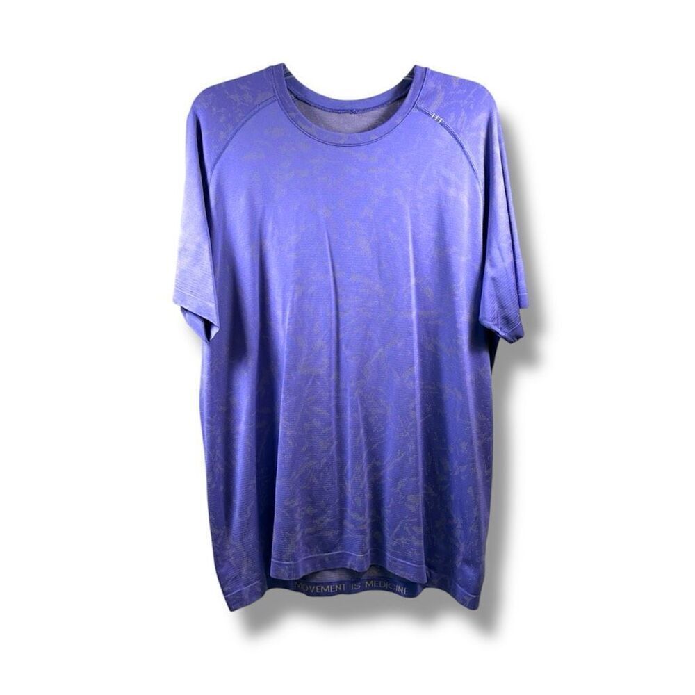 Lululemon Metal Vent Tech Short Sleeve Block Floral Prosecco Charged Indigo Size